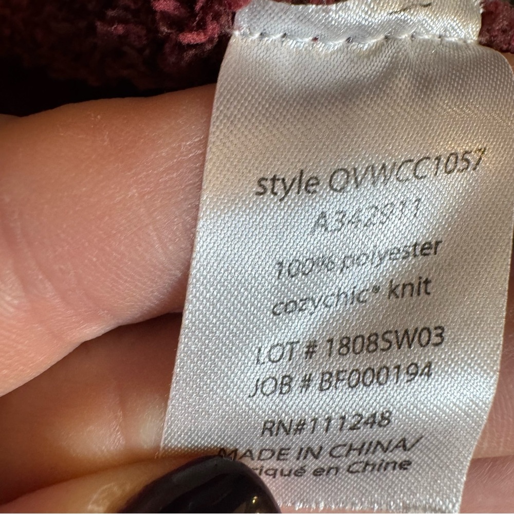 Barefoot Dreams Women CozyChic Cali Cardigan Size M Maroon Long Open Front - Picture 5 of 10